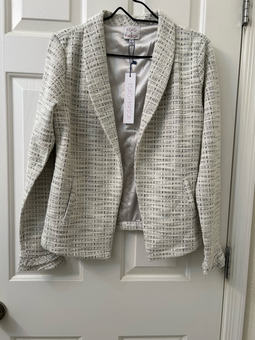 NWT Koko + Mason Cream Textured Tweed Blazer